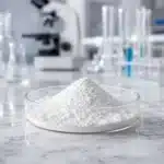 Trehalose powder in a glass dish in a clean laboratory setting