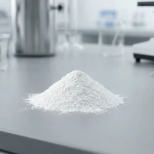 White Licorice Root Powder in a sterile lab setting, used for hyperpigmentation and melasma.