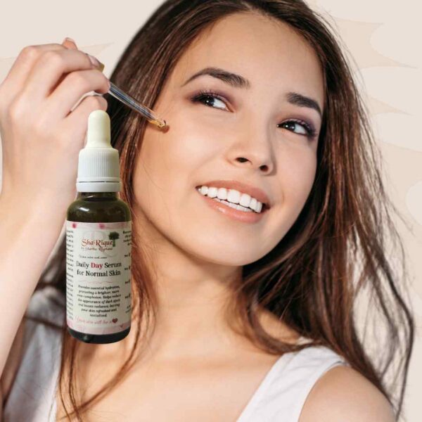 Daily Normal Skin Serum person with serum
