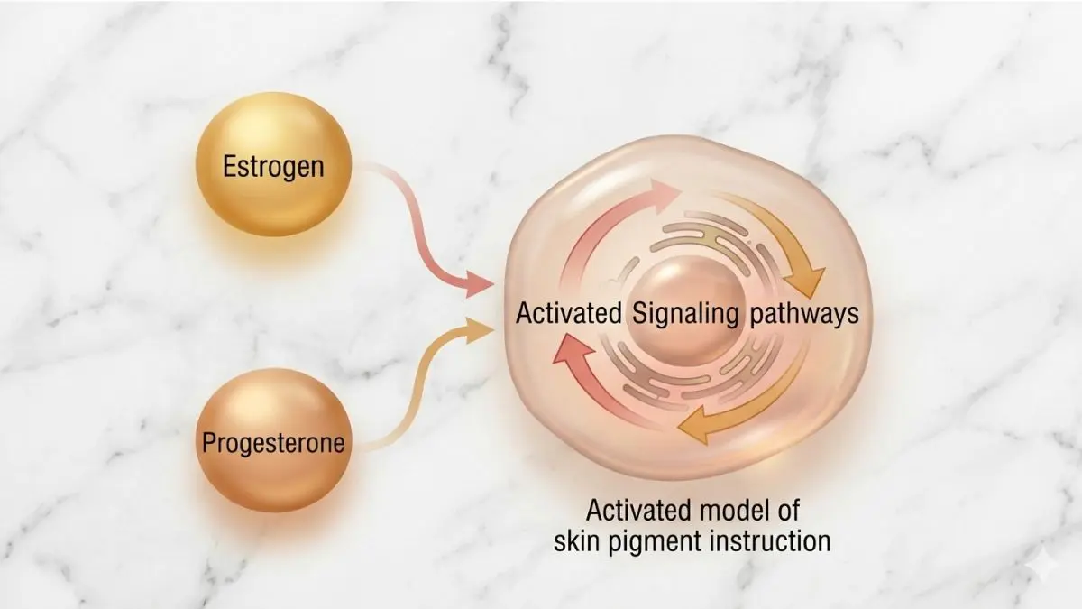 Internal Hormonal Signaling Pathways activating Skin Pigment Instruction model