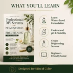 The front cover of the digital book titled Professional DIY Serums for Pigmentation & Brightening by Sharika Regchand, featuring a clean, professional layout focused on science-backed skincare formulation.