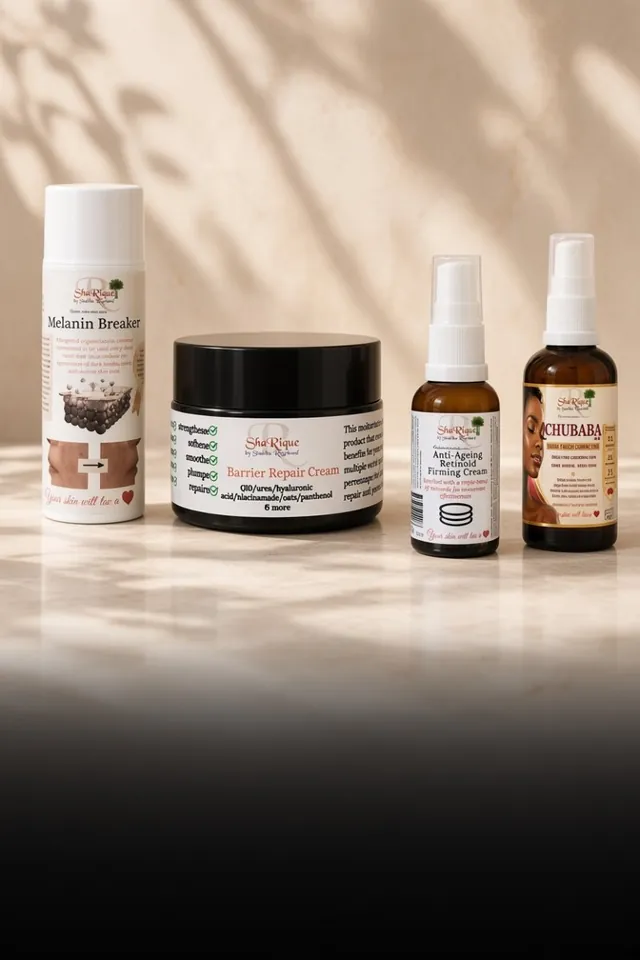 Skincare products from ShaRique Skin for pigmentation, acne and barrier repair